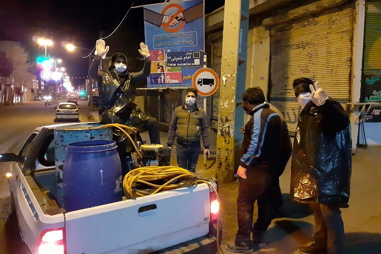 عکس | ضدعفونی معابر و تولید ماسک در صائین‌قلعه