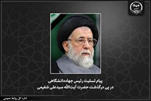 پیام تسلیت رئیس جهاددانشگاهی در پی درگذشت حضرت آیت‌الله سیدعلی شفیعی