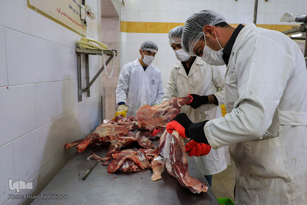 آغاز بسته بندی گوشت نذری حسینیه اعظم زنجان
